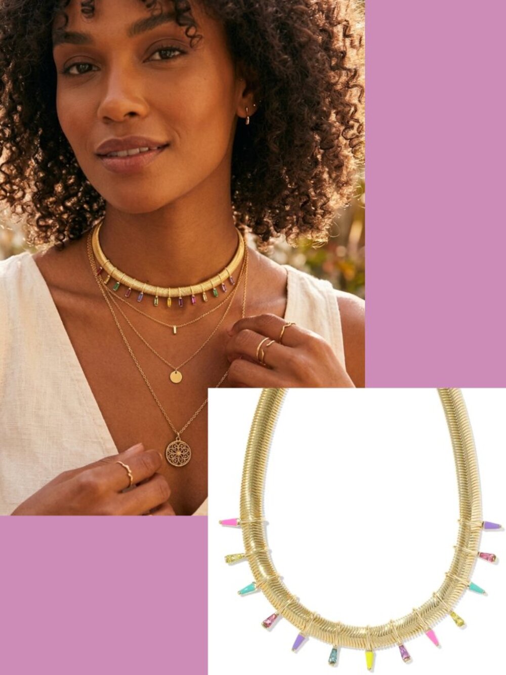 Kendra Scott Kelsey Multi Color Gold Enamel and Stone Statement Necklace